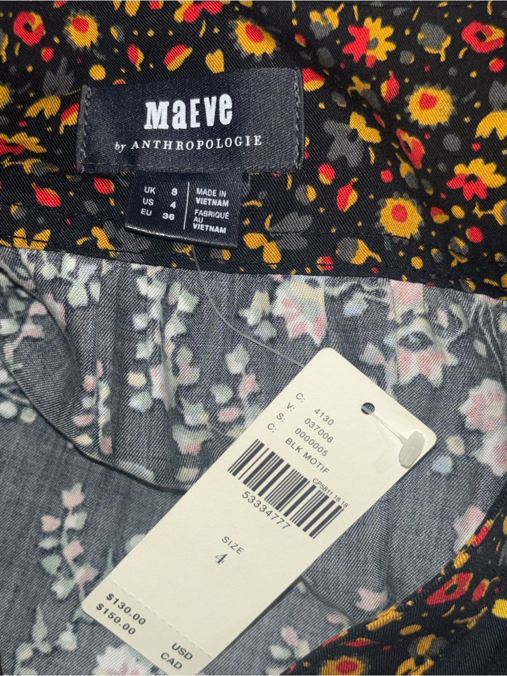 NWT Anthropologie Maeve Marlie Button Front Floral Tunic Dress Bohemian Size 4 - Picture 10 of 11